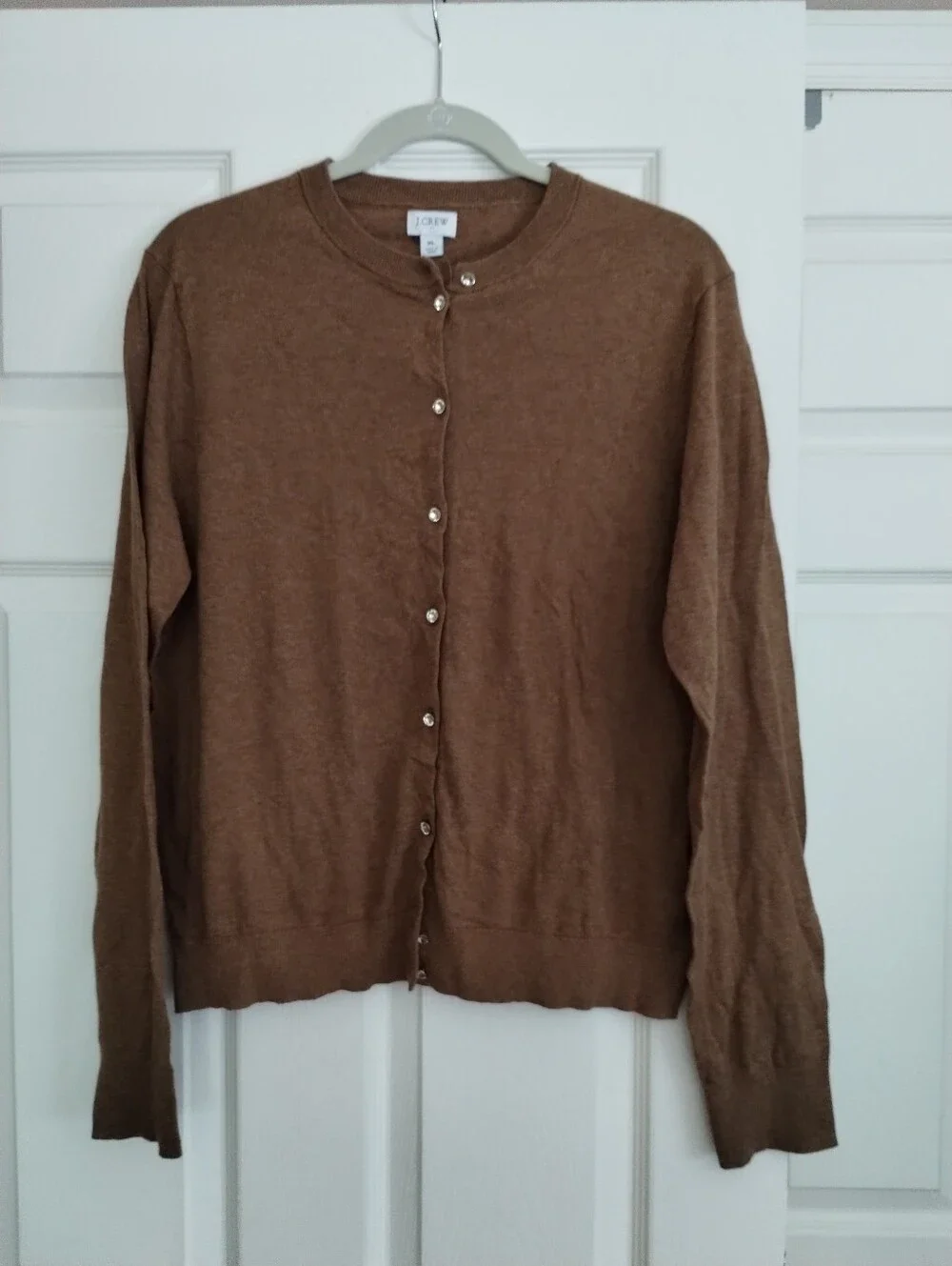 J. Crew Camel Crewneck Button Cardigan